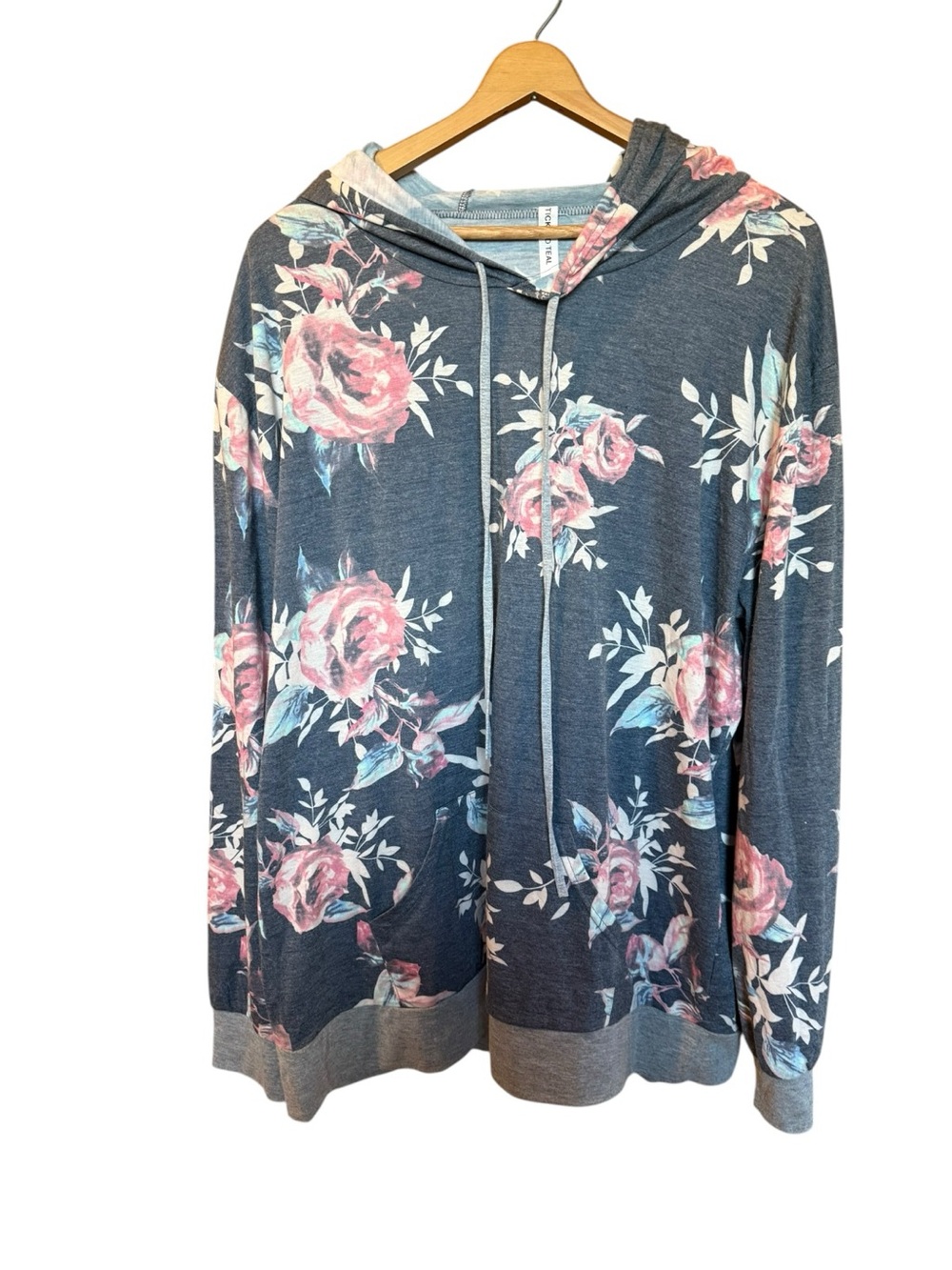 Tickled Teal Floral Hooded Top in Blue and Pink